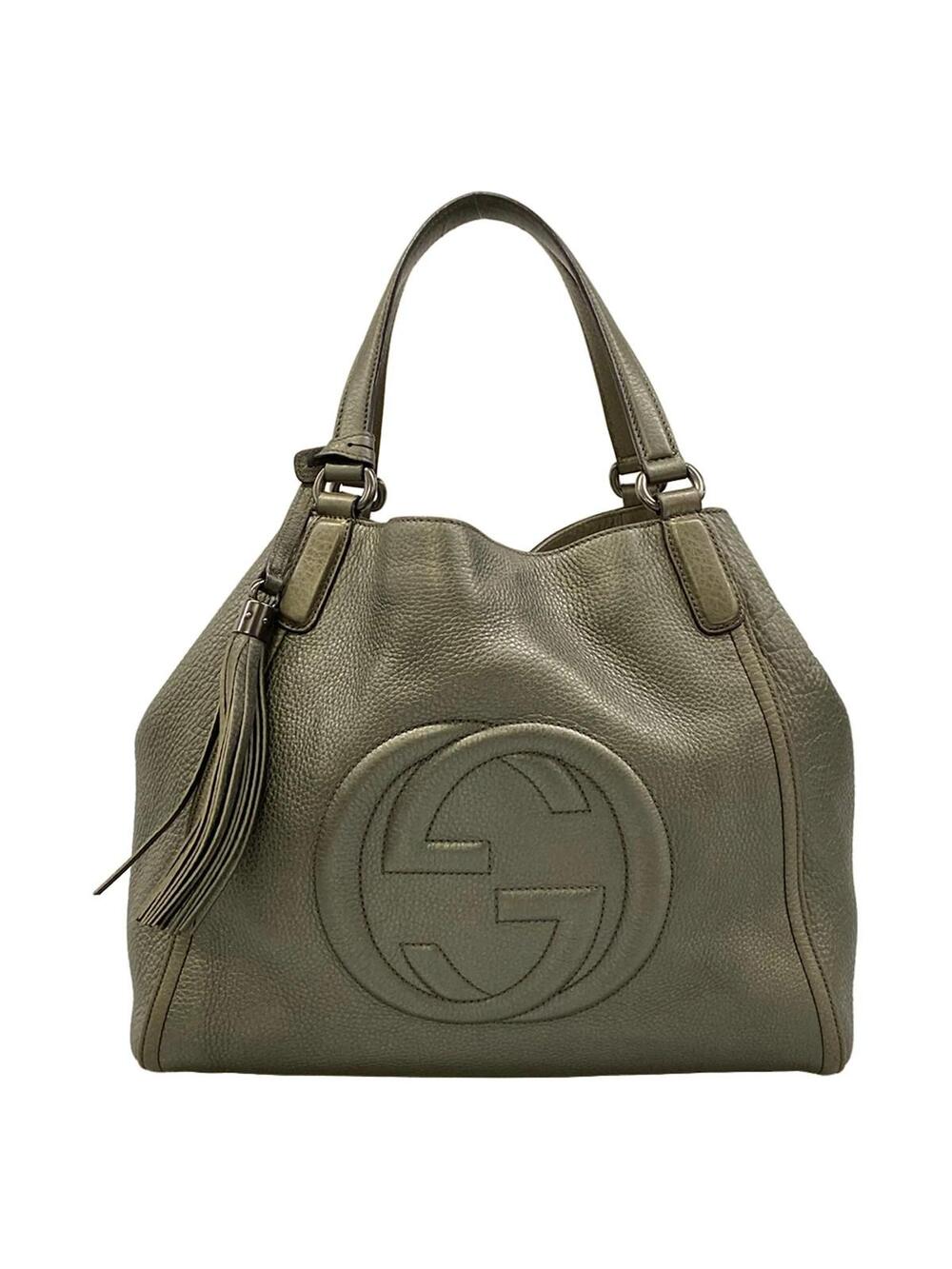 Gucci Soho Cellarius Gray Leather Tote #304218G57B